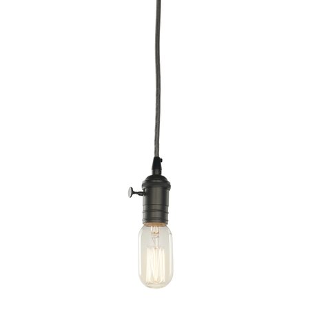 BULBRITE 1-Light Gunmetal Vintage Pendant Socket and Canopy Incandescent 40W T14 Nostalgic Thread Light Bulb 810095